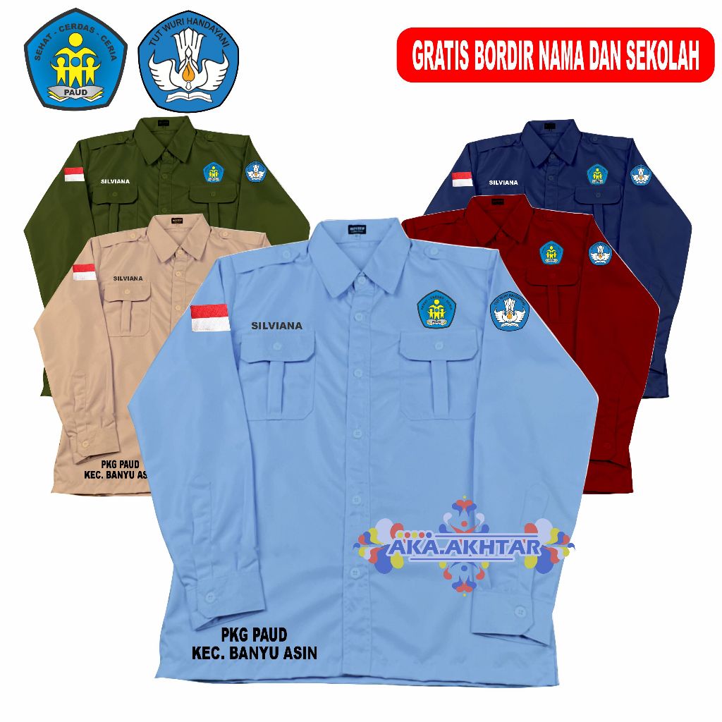 KEMEJA GURU PAUD | KEMEJA GURU PAUD GRATIS BORDIR NAMA DAN SEKOLAH | SERAGAM PAUD