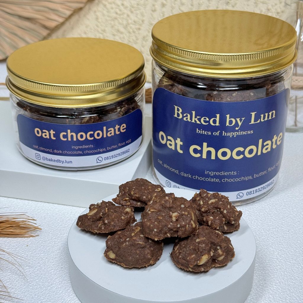 Oatmeal Chocolate Cookies  - Kue Havermut Coklat - Premium - Homemade - Jar 300ml & 600ml - By Lun