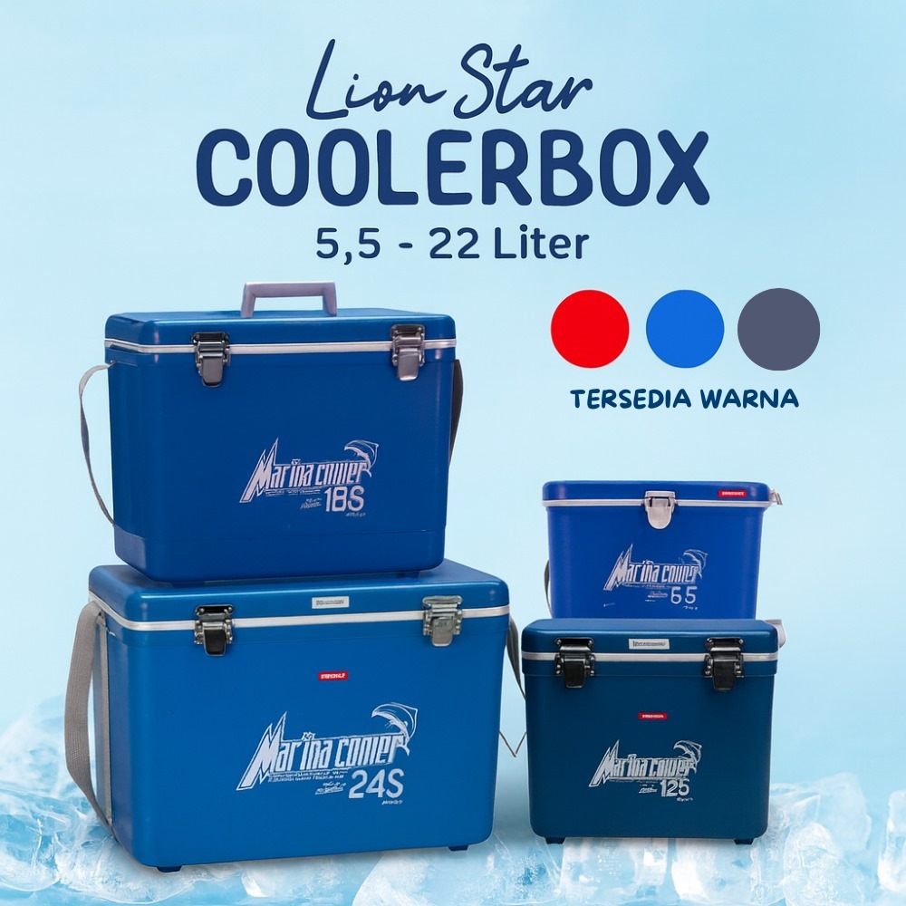 Lion Star Marina Cooler Box Es 6s,12s,18s,24s Kotak Es Batu Serbaguna Tahan Dingin - RD