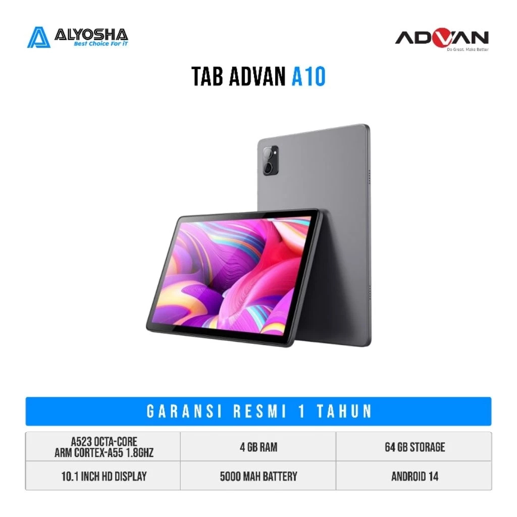 Advan TAB A10 (4GB/64GB) 10 inch IPS Android 14