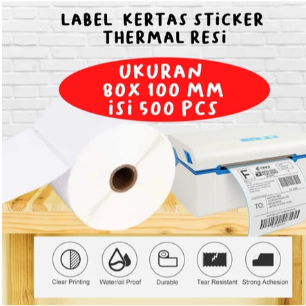 

TERLARIS Kertas Label Barcode 80x100mm - Stiker Label Thermal 80mm - 500 PCS