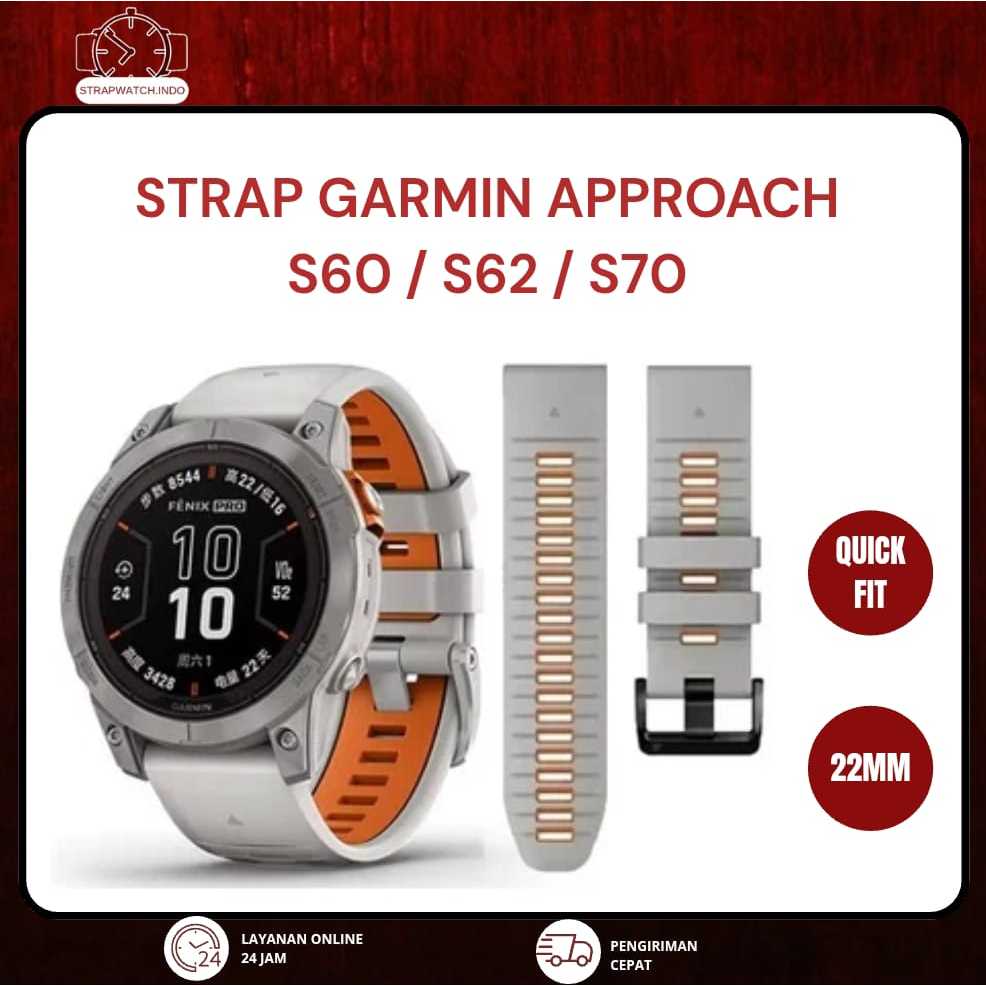 STRAP JAM TANGAN - FOR GARMIN APPROACH S60  / S62 / S70 - QUICK FIT 22MM - SILICON MODEL DUAL COLOR 