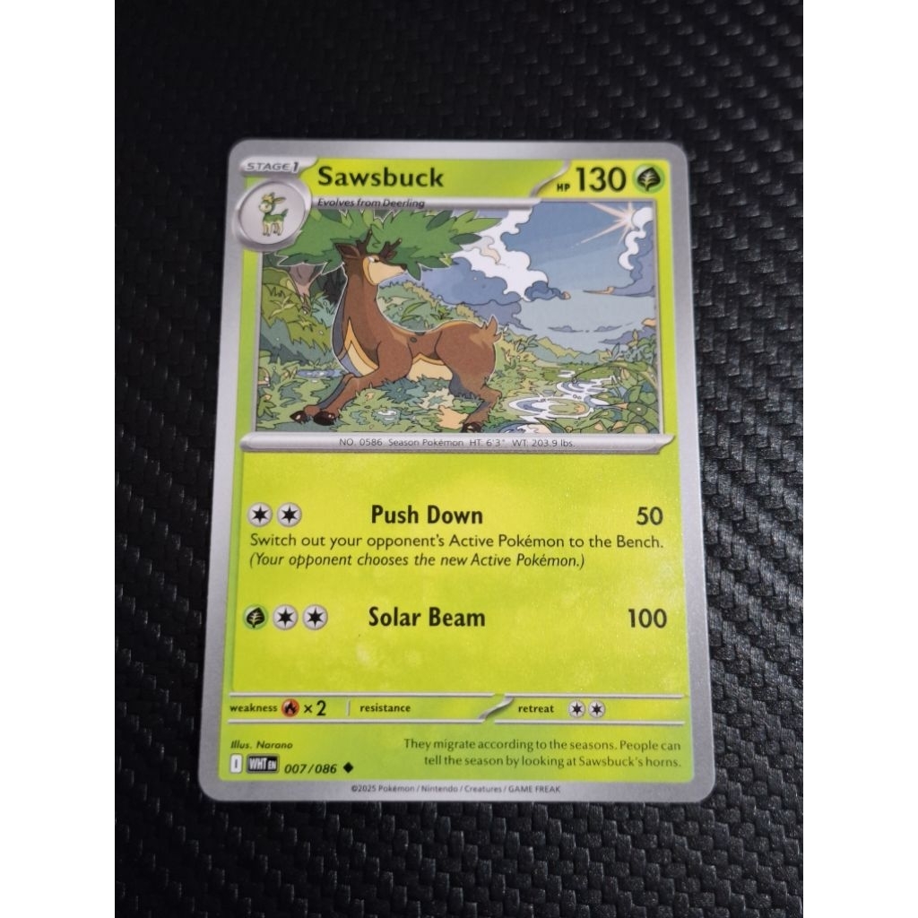 kartu pokemon original common Sawsbuck WHT 007/086
