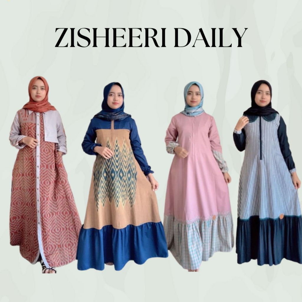 ZISHEERI - Dress Original Bahan Katun Mix Tenun Ready Stock