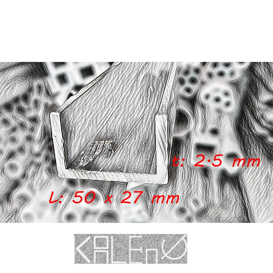 U Channel Aluminium 50 x 27 x 2.5 mm