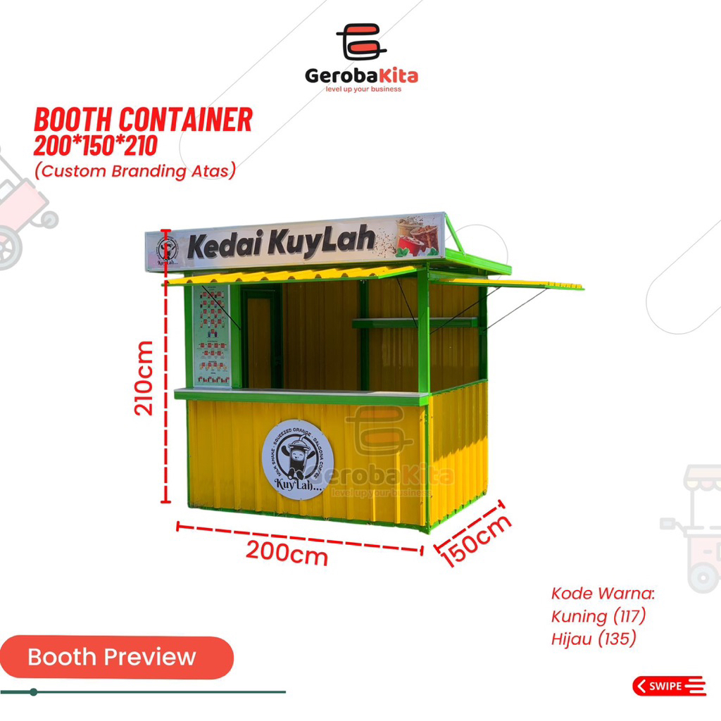 Booth Container 200x150x210 Custom Branding Atas