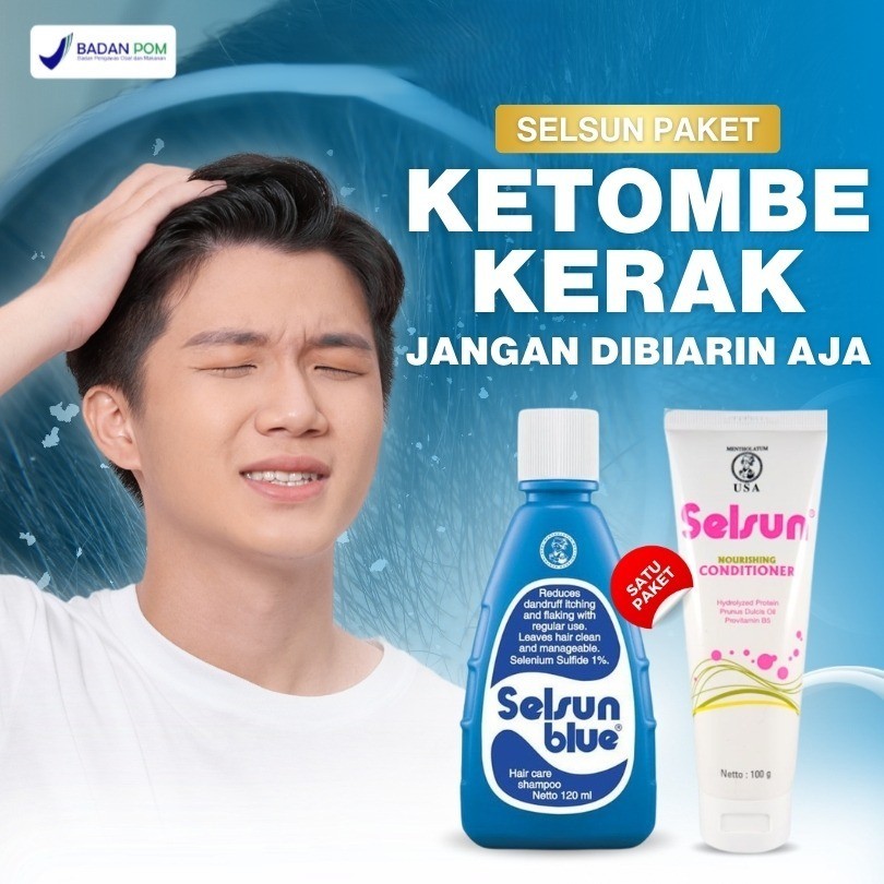 (ORIGINAL) Paket Selsun Blue + Conditioner | Shampoo Anti Ketombe, Psoriasis & Dermatitis Seboroik