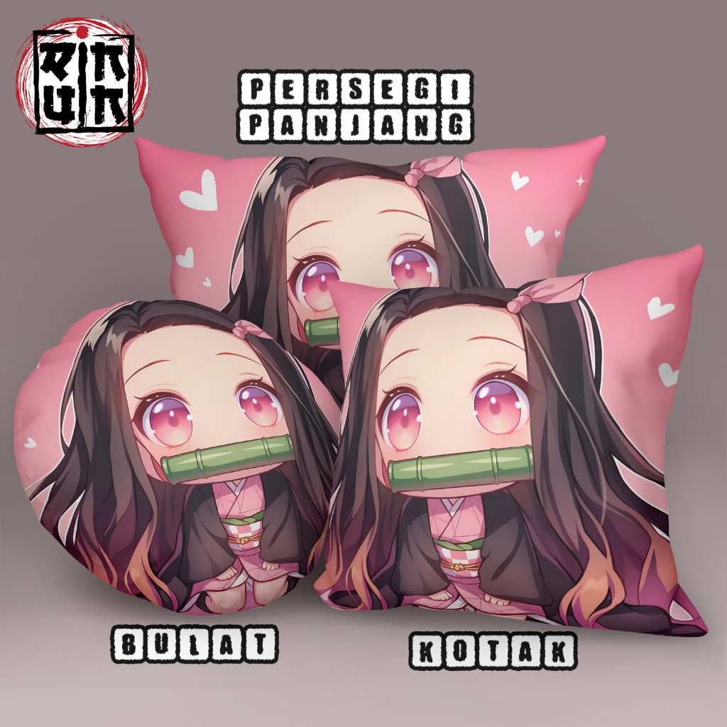Bantal Sofa Bulat / Kotak / Persegi Panjang Nezuko Kamado Karakter Anime Kimetsu No Yaiba Demon Slay