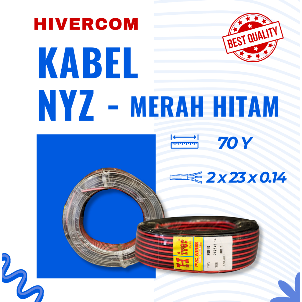 HIVER Kabel NYZ Merah Hitam 2x23x0.14 70Yard/160Yard