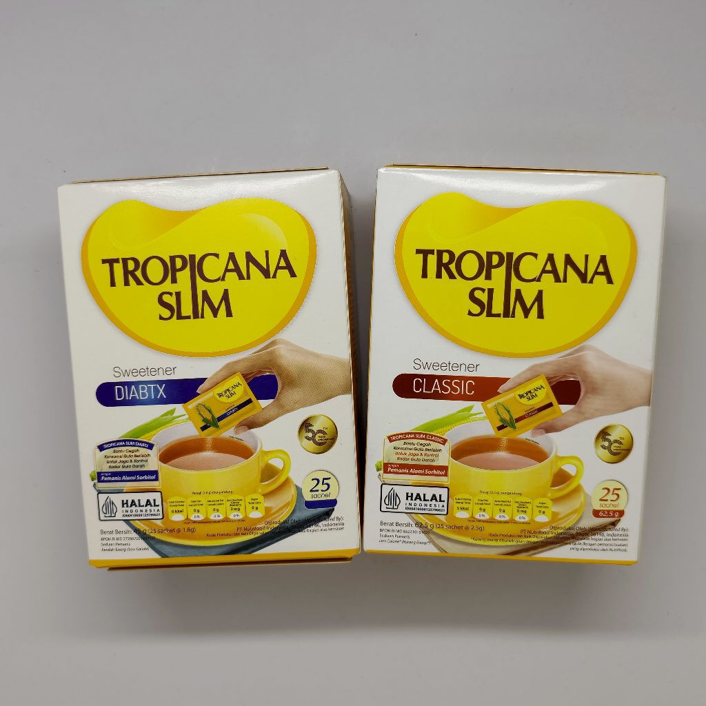 

Tropicana Slim Pengganti Gula Sweeter Pemanis Rendah Kalori Kemasan 25 Sachet