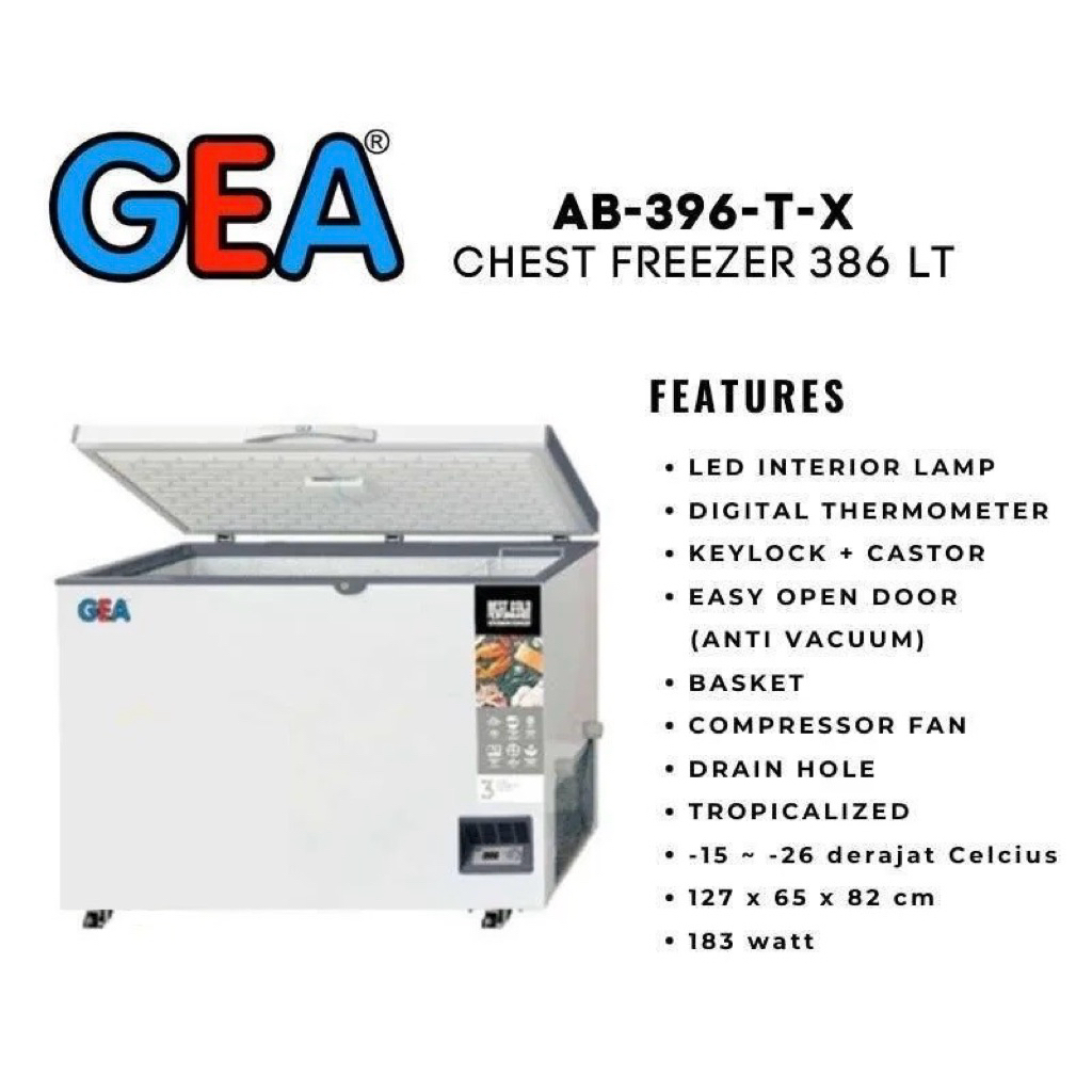 CHEST FREEZER GEA AB 396 TX 386 LITER KULKAS (BEKAS PAKAI) KONDISI SANGAT BAGUS