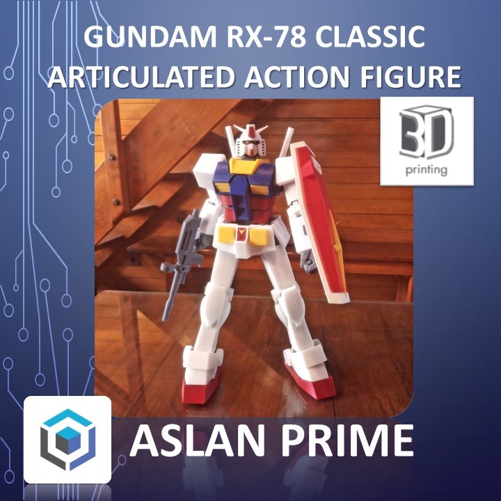 MOBILE SUIT GUNDAM RX-78 CLASSIC ARTICULATED ACTION FIGURE 3D Print Mecha Mech Robot Robo Mainan Ana