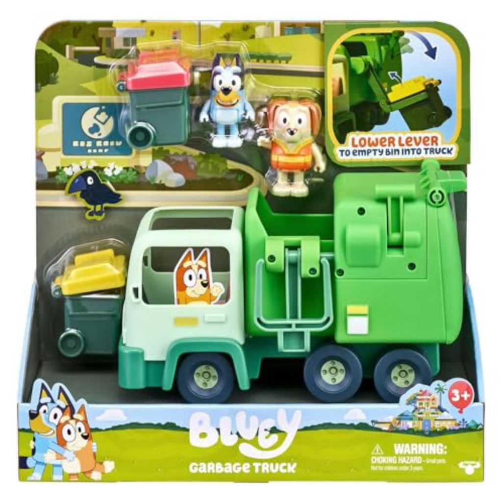 Bluey garbage truck playset figure bluey and bin man original