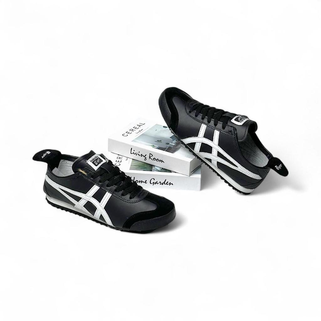 Sepatu Onitsuka Tiger Black White Pria Wanita Casual Sport Sneakers