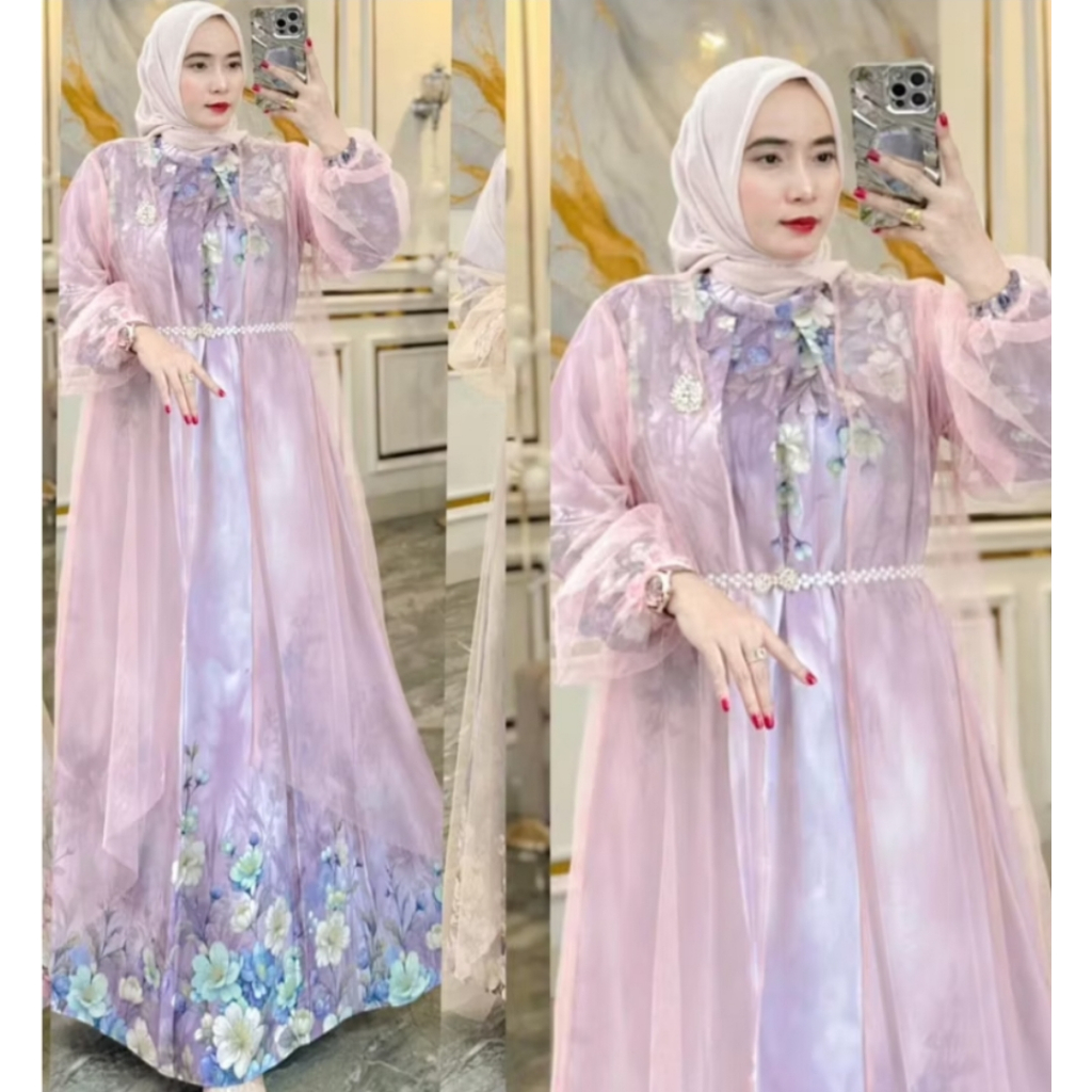 Gamis Ceruti Inara  2in1 Vol 2 Free Sabuk Mutiara (Outer Lepas)