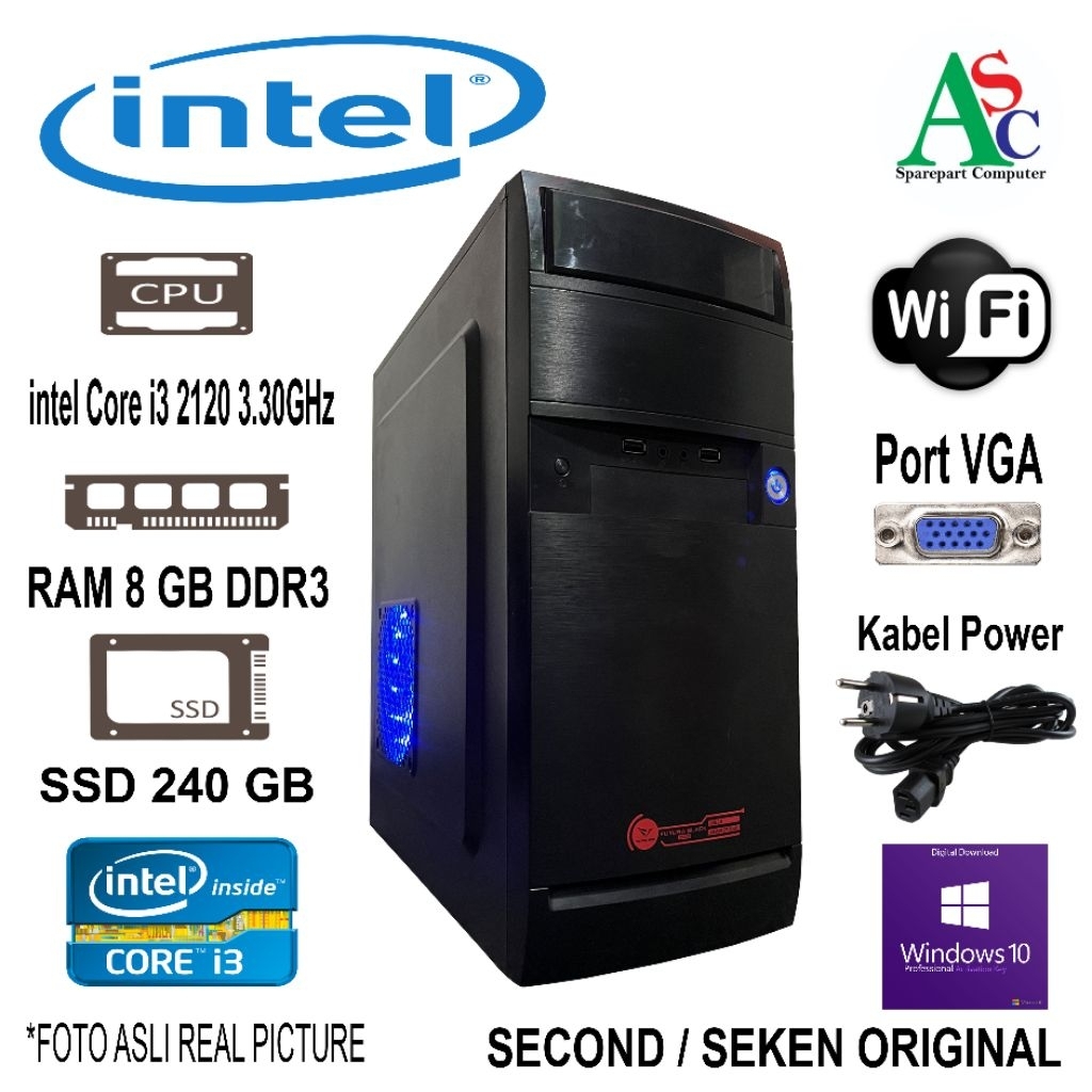 CPU intel Core i3 Ram 8 GB SSD 240 GB
