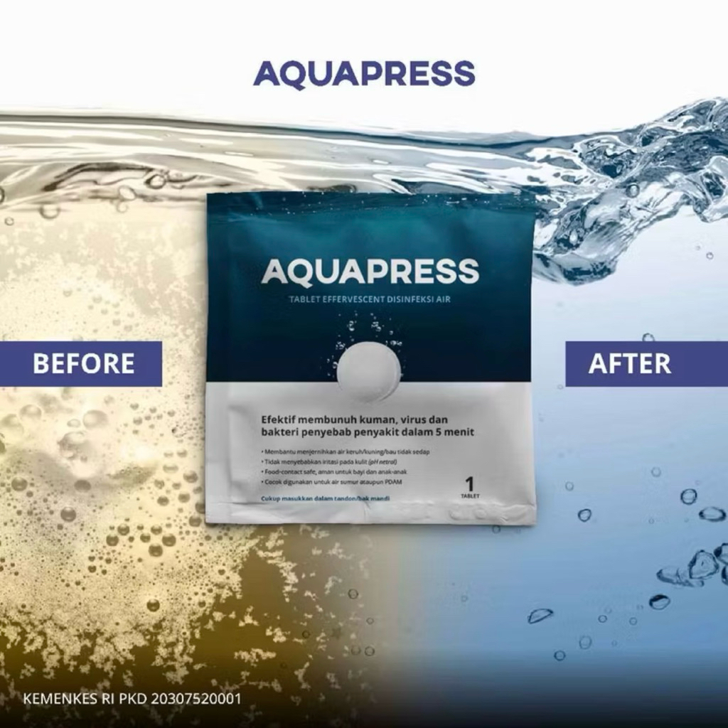Aquapress Tablet Pembersih Air / Disinfeksi Air / Penjernih Air Sumur Kotor / Pembunuh Virus, Bakter