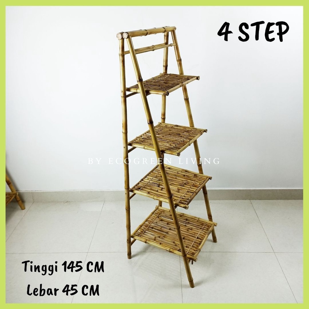 Rak Lipat Susun 4 Step Full Bambu//Rak Lipat Susun 4 Full Bambu Murah