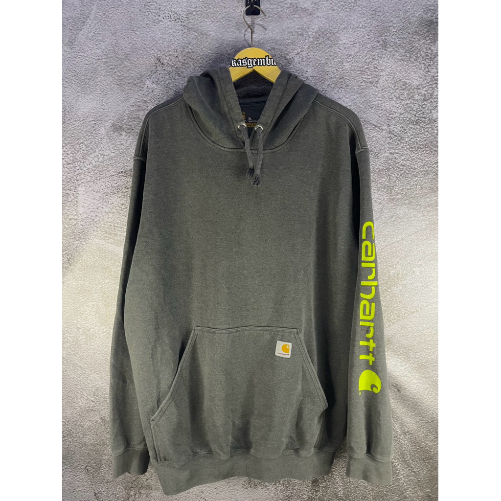 HOODIE CARHARTT SPELL OUT GREY NEON