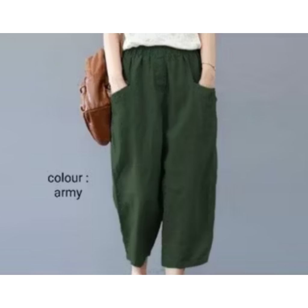 Celana Uniqlo Pants Willow Pants Kulot Wanita 7/8 Size L XL XXL Bahan Katun Twill  Premium