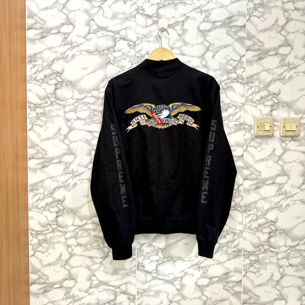 varsity jaket supreme x anti hero