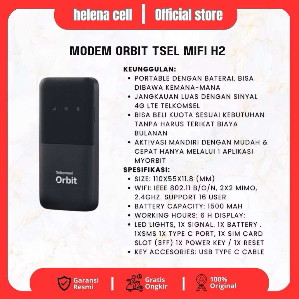 Modem Telkomsel Orbit Huawei MiFi H2