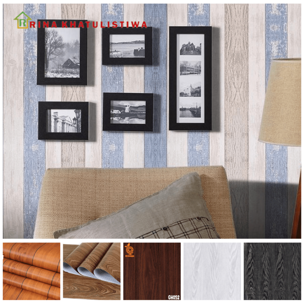 Wallstiker Wallpaper Stiker Dinding Motif Kayu Jati | Wallstiker Motif Kayu Vintage Ukuran 45cm x 8m