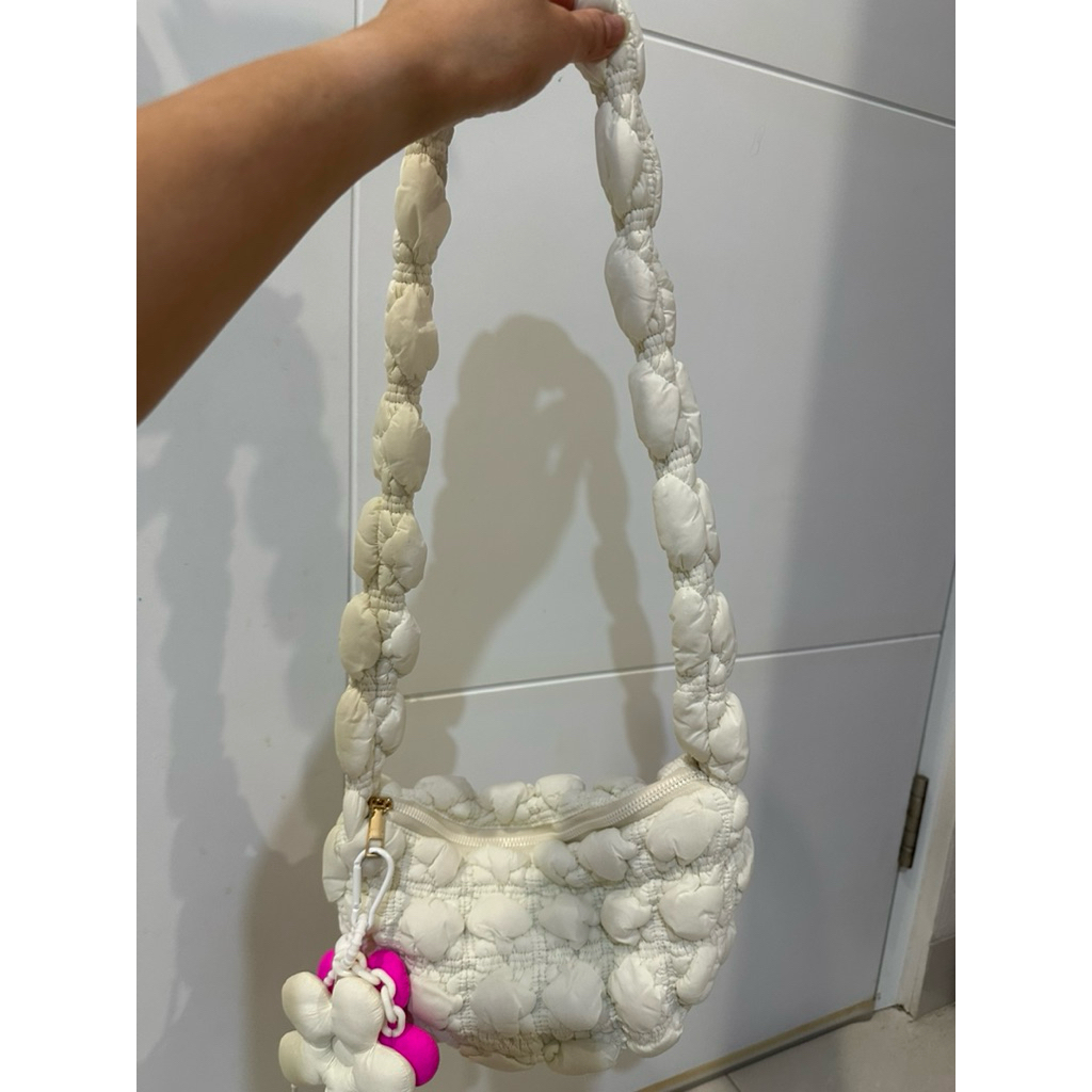 Tas putih puff sling Bag anak perempuan