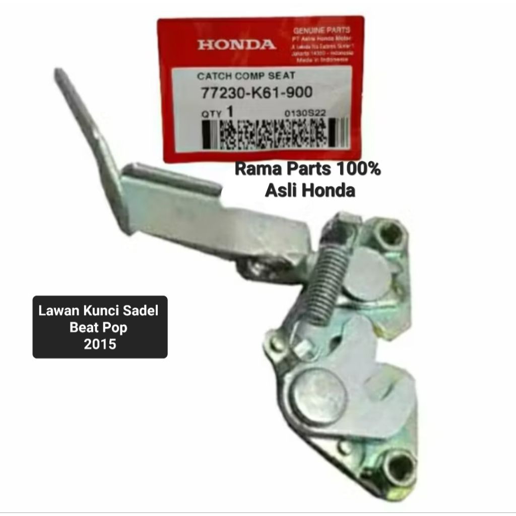 77230 - K61 - 900  LAWAN KUNCI SADEL CATH COMP SEAT  BEAT POP 2015  ASLI ORIGINAL HONDA AHM