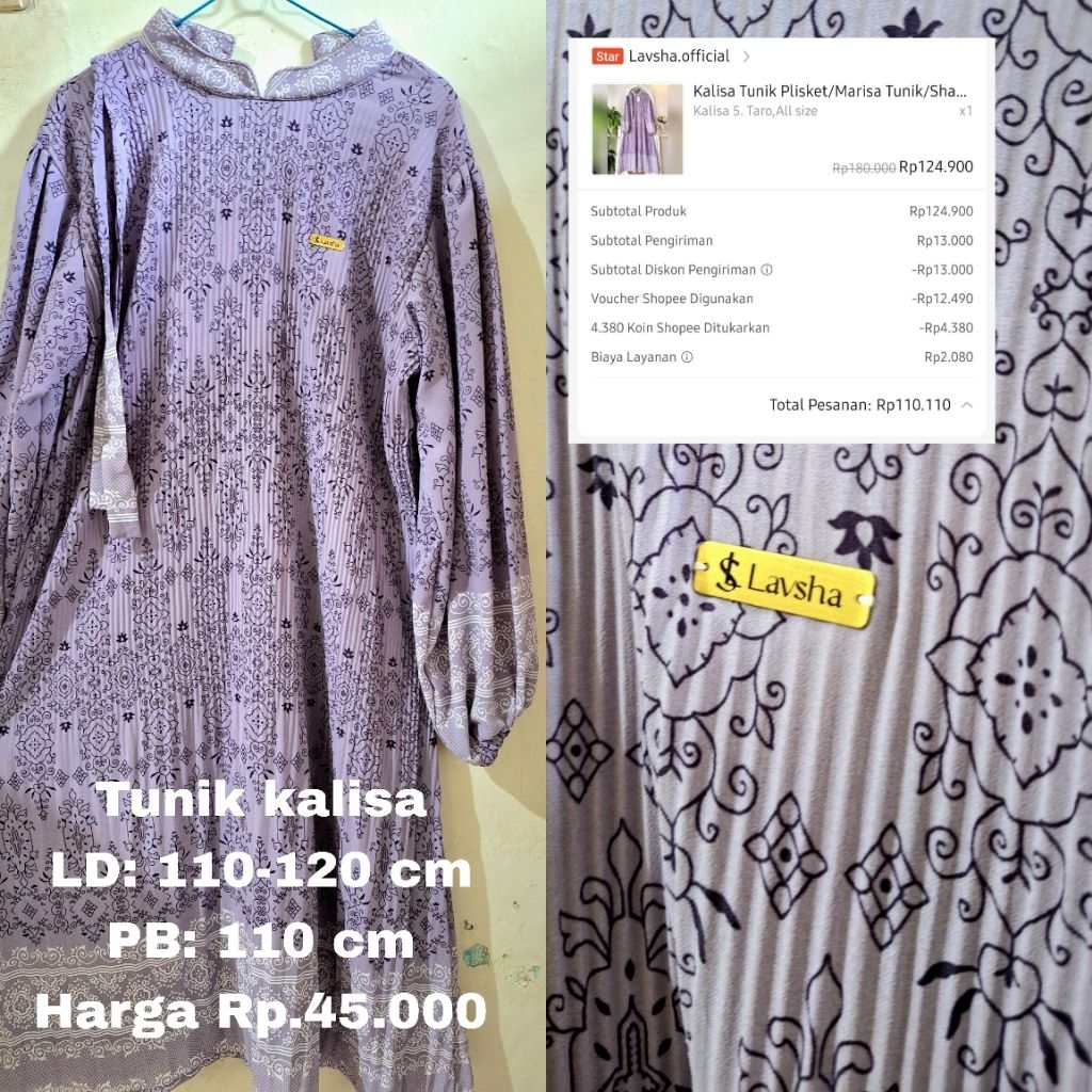 Lavsha Kalisa Tunik Pemakaian 1 Kali