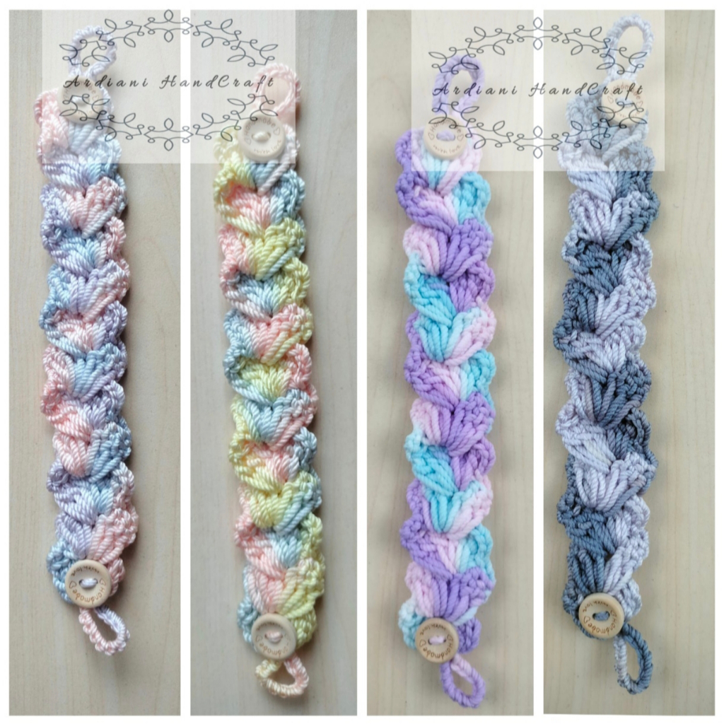 KONEKTOR MASKER RAJUT / PENGAIT MASKER HIJAB / KONEKTOR RAJUT OMBRE / TALI MASKER RAINBOW / Limited 
