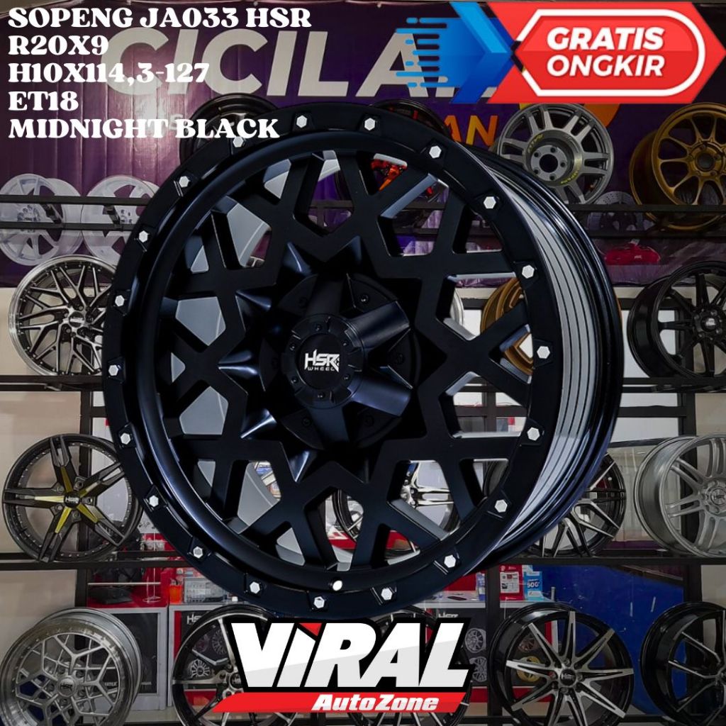 Velg Mobil Ring 20 HSR SOPENG R20 Lebar 9 Lobang 5 Pcd 5x114/5x127 Et18 Black