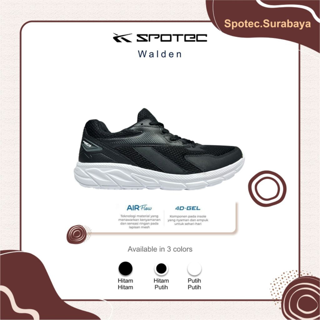 Sepatu Sekolah SPOTEC WALDEN Hitam-Putih