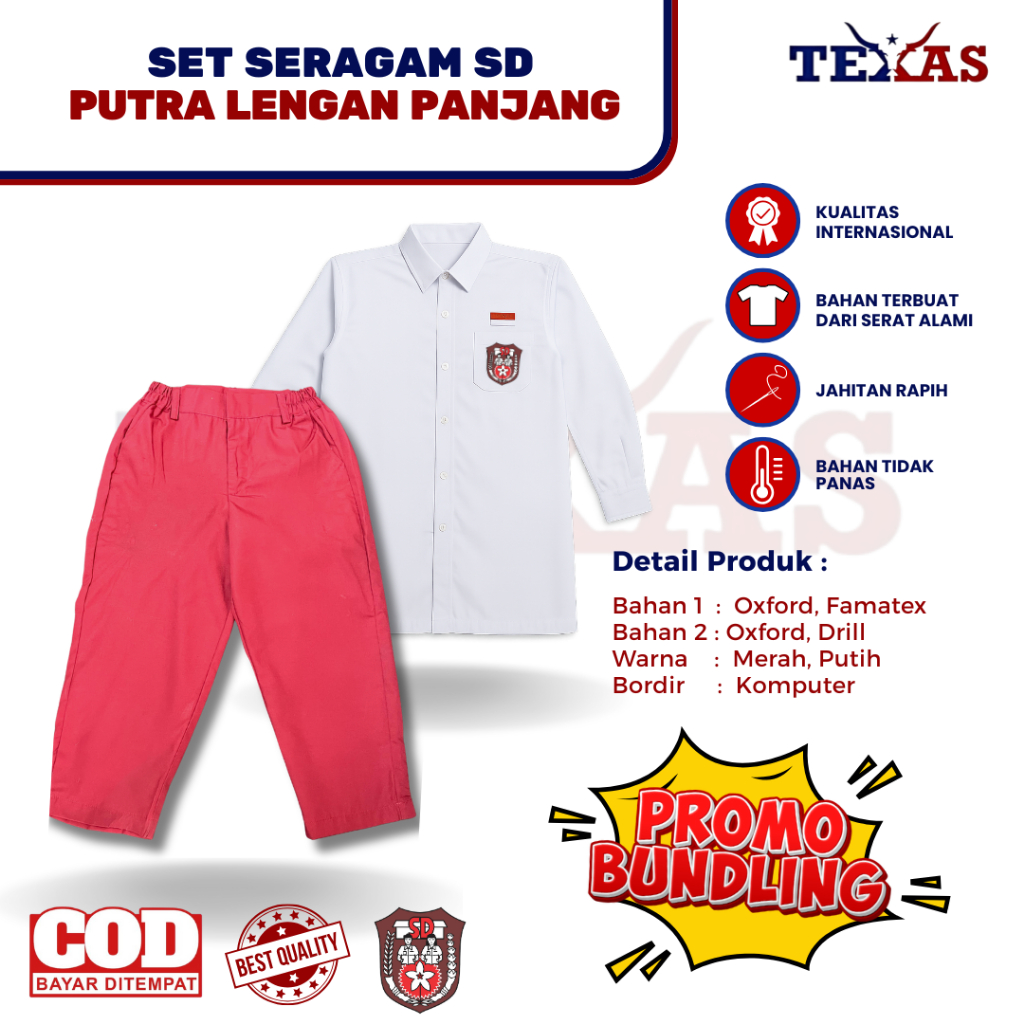 SET SERAGAM SD | 1 SET SERAGAM SD PUTRA | SET SERAGAM SD PUTRA MURAH