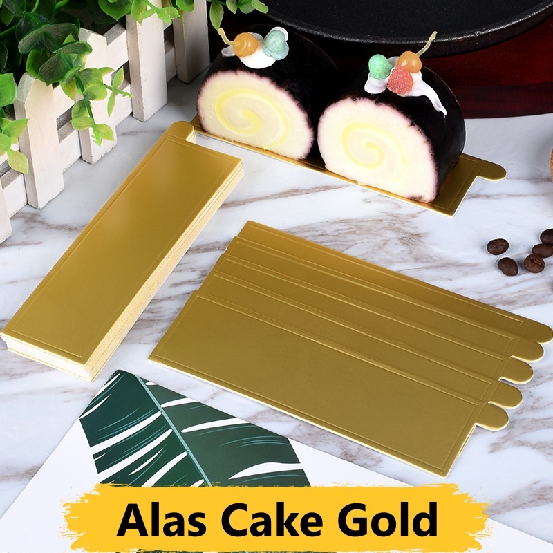 Norden - ALAS CAKE GOLD PANJANG - Tatakan Kue Mini Slice Cake Board Cakeboard Papan Emas Murah Medan