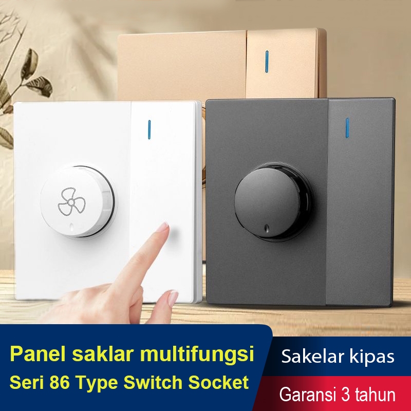Lampu pengalih kipas angin modern-Fan Control Saklar/Saklar modern / Saklar rumah hotel-Hitam putih