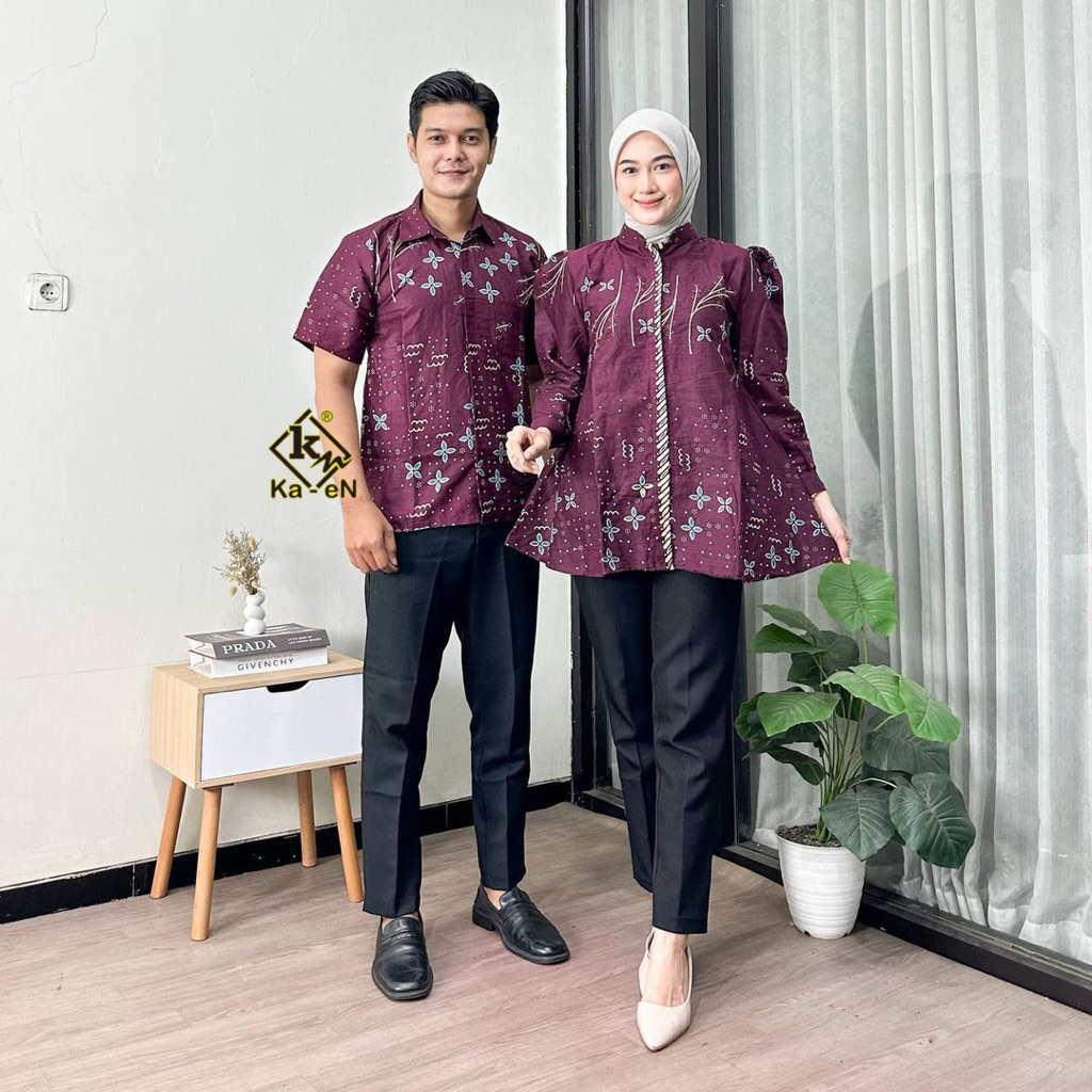 Atasan Batik Wanita Ukuran M L XL XXL Jumbo Blouse Batik Baju Kerja Wanita Modern Model Kebaya Batik