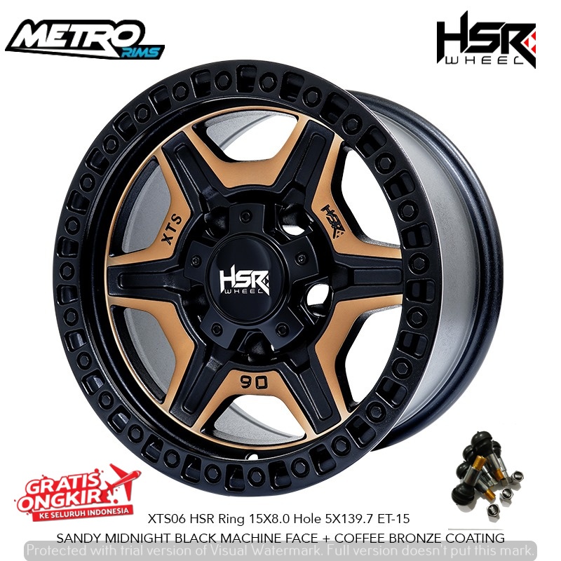 velg pelek racing mobil offroud kuat XTS06 HSR R15X8 H5X139,7 ET-15 jimny eskudo sidekick-metro rims
