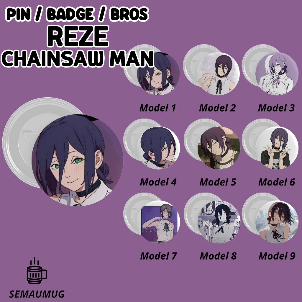 PIN REZE CHAINSAW MAN KADO BROS BADGE BULAT ANIME LUCU PRINT CUSTOM SEMAUMUG