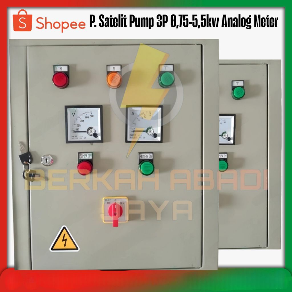 panel pompa satelit 3phase 0,75kw sampai 5,5kw analog meter