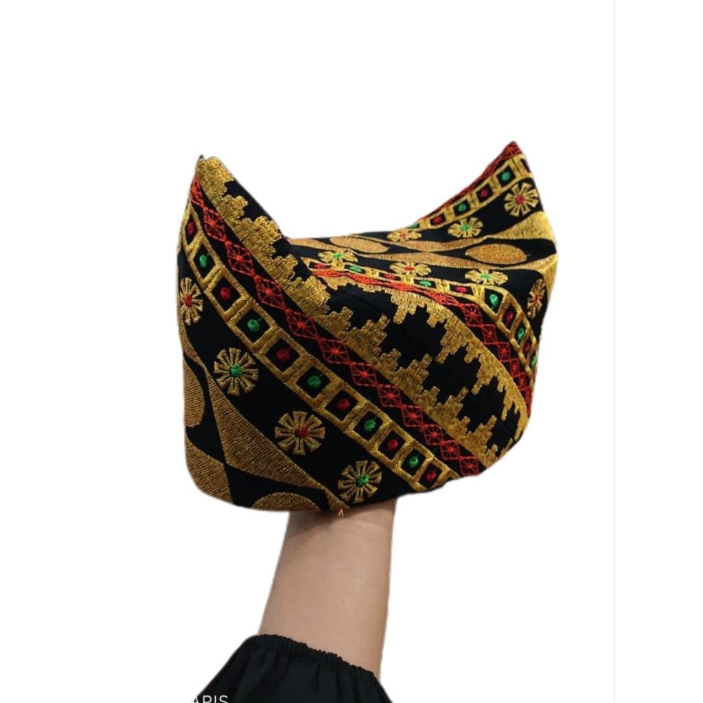 Peci kopiah songkok topi tapis lampung perahu bordir motif sanwos koin