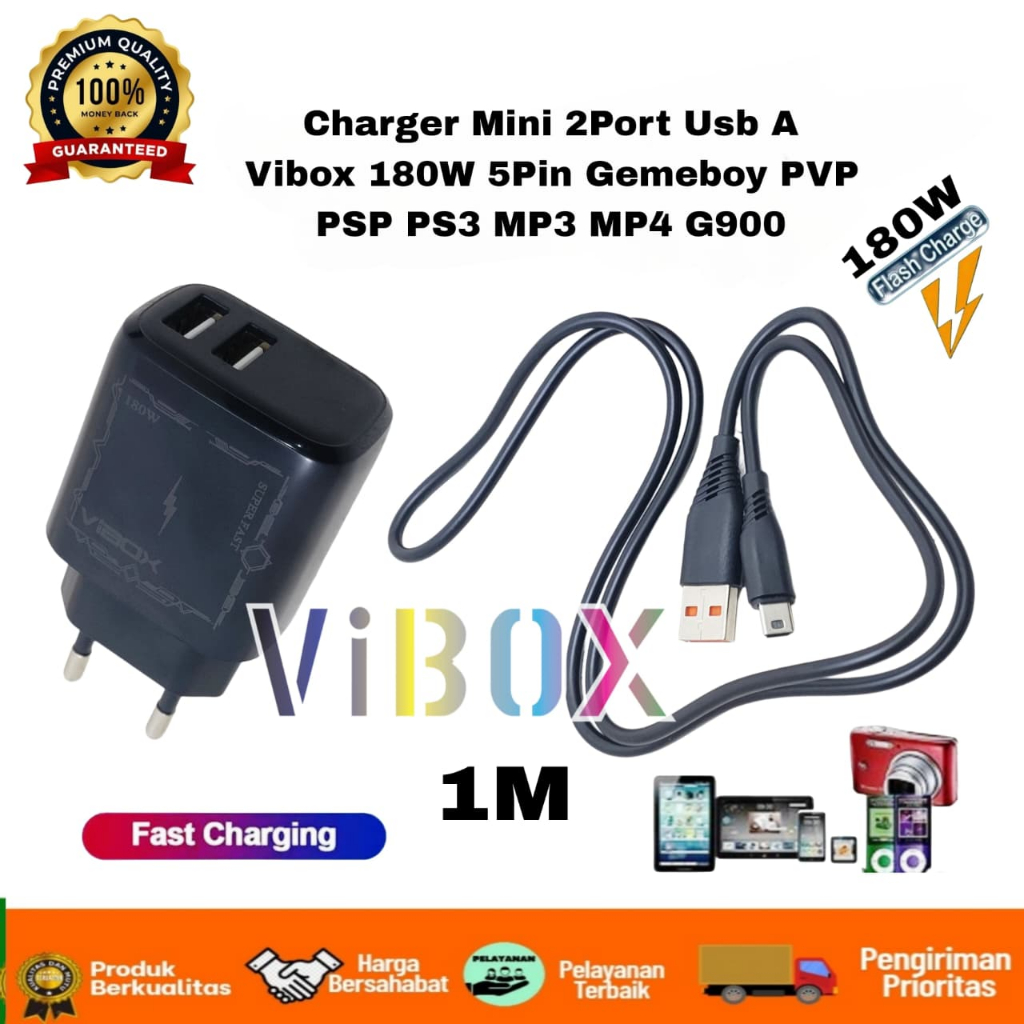 Vibox Charger Hp Jack G-900  Usb Mini 5Pin Game Boy PVP PSP PS3 MP3 Kamera Gopro Jadul [GLX]