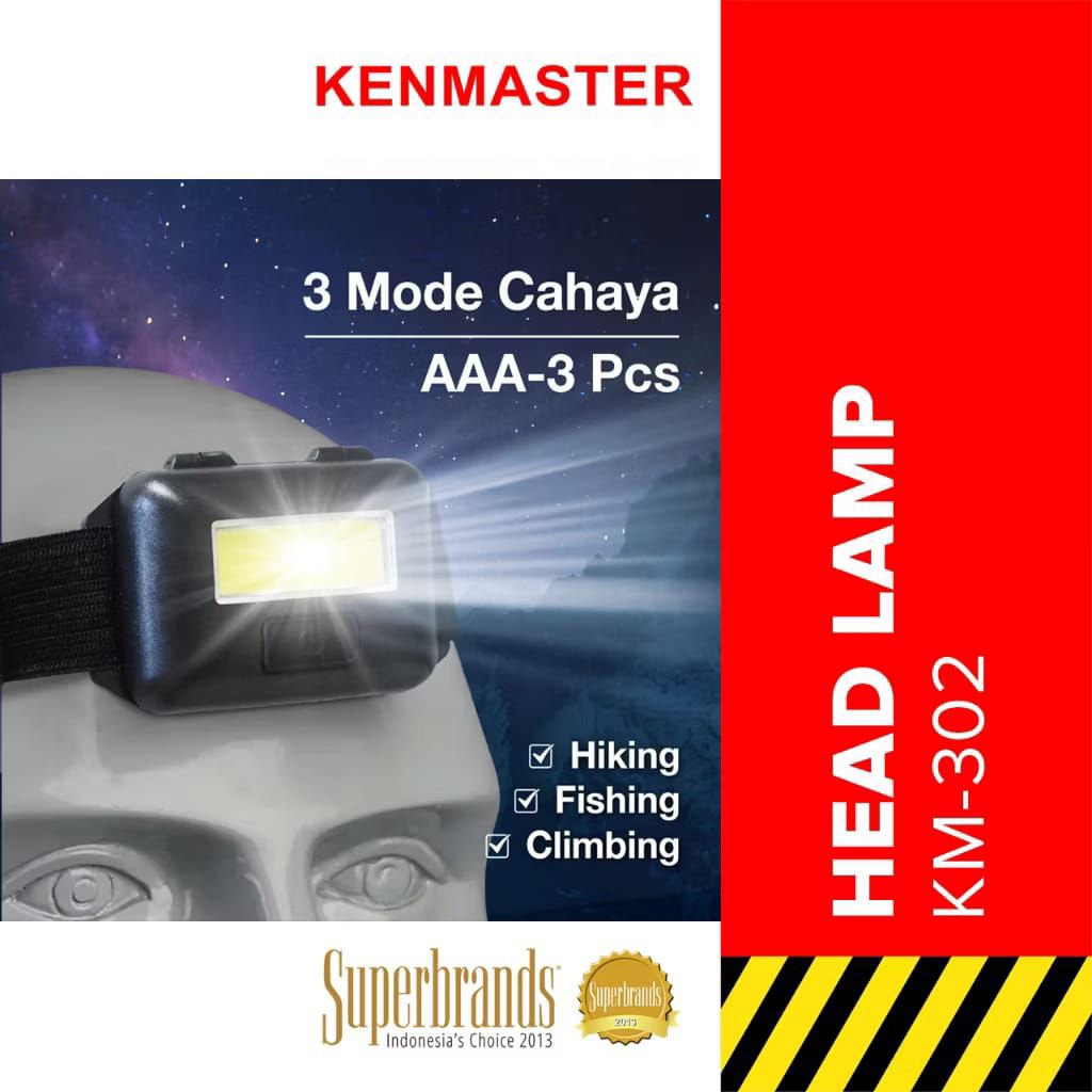 Senter Kepala,  Senter Kenmaster NEW Senter Kepala - Head Lamp KM-303 , KM- 302 Sensor Lampu LED