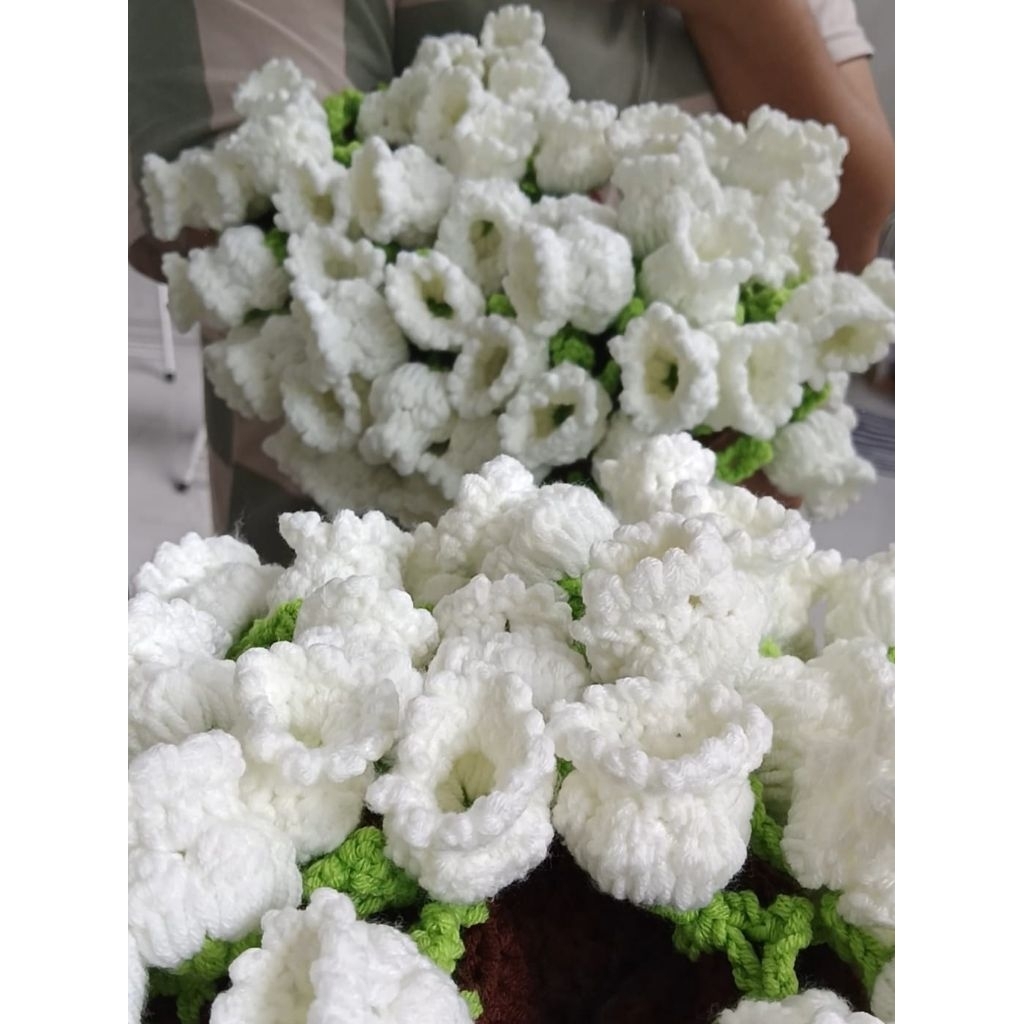 Crochet Flower Bouquet lily of the valley, selimut bunga rajut