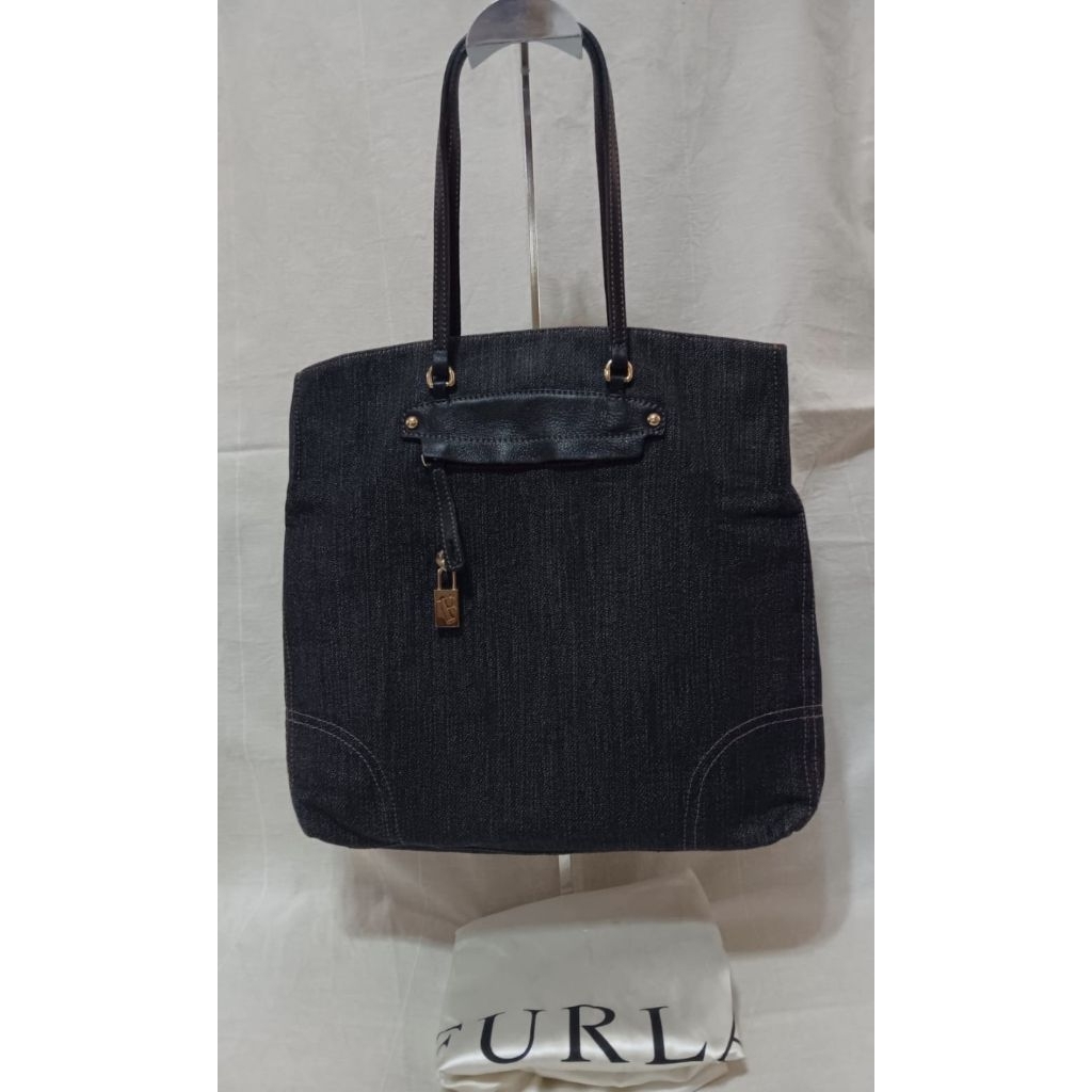 Furla denim tote bag