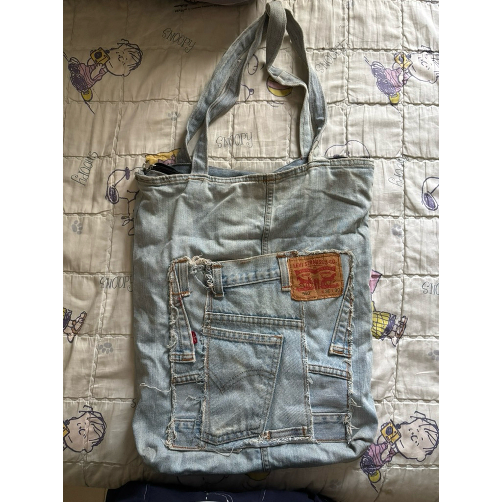 Tas selempang / bahu wanita jeans denim light blue