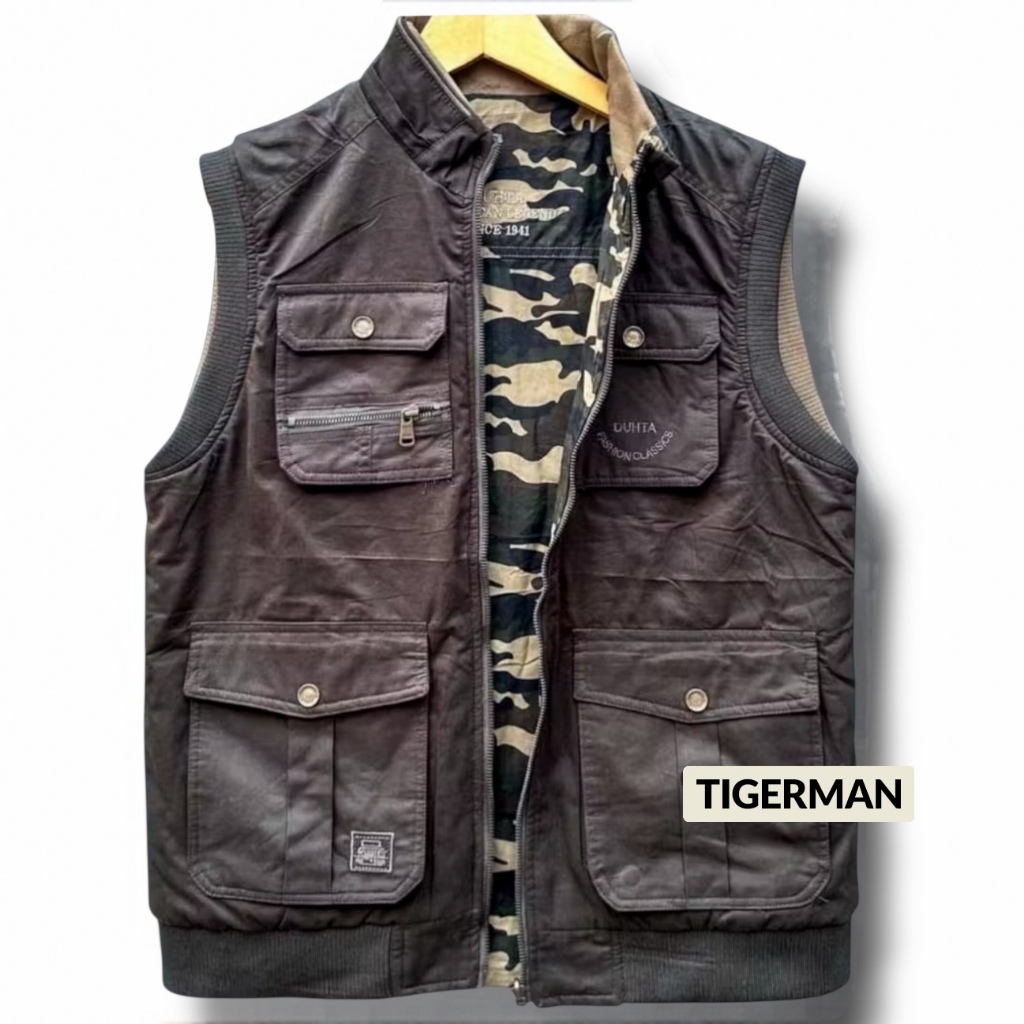 New Rompi Pria Outdoor Kanvas Bolak Balik Import Size Sampai Jumbo - Rompi Original Fashion Premium 