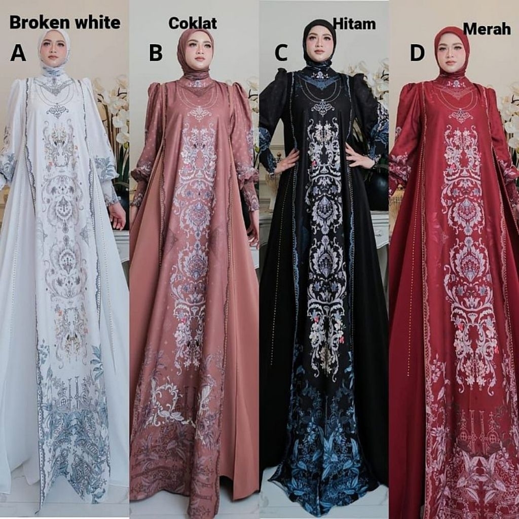 ALVEENA SERIES by ALYA ALVEENA Set Scraft Syari Hitam Putih Busui  DRESS LEBARAN
