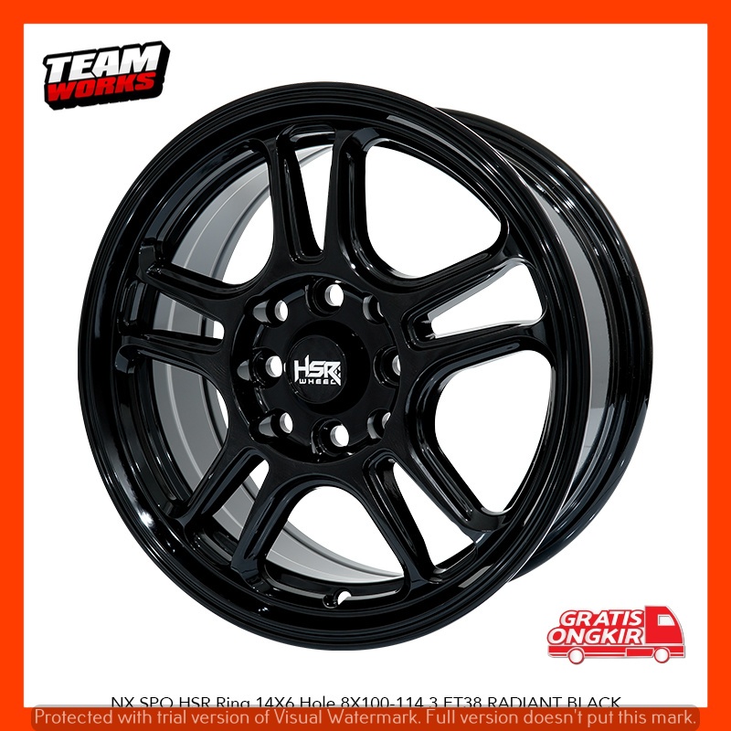 VELG MOBIL HSR NX SPO RING 14 LEBAR 6 ET38 UNTUK XENIA MOBILIO SIGRA PELEK RING 14 RADIAN BLACK
