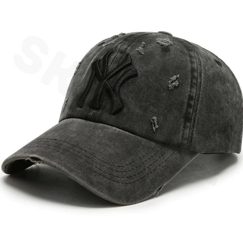 Topi NY Model Sobek Motif Denim Wash Terbaru Topi Distro Casual Sport Pria Dan Wanita Termurah COD